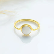 Natural Round Moon Stone Ring - Lyphiyes